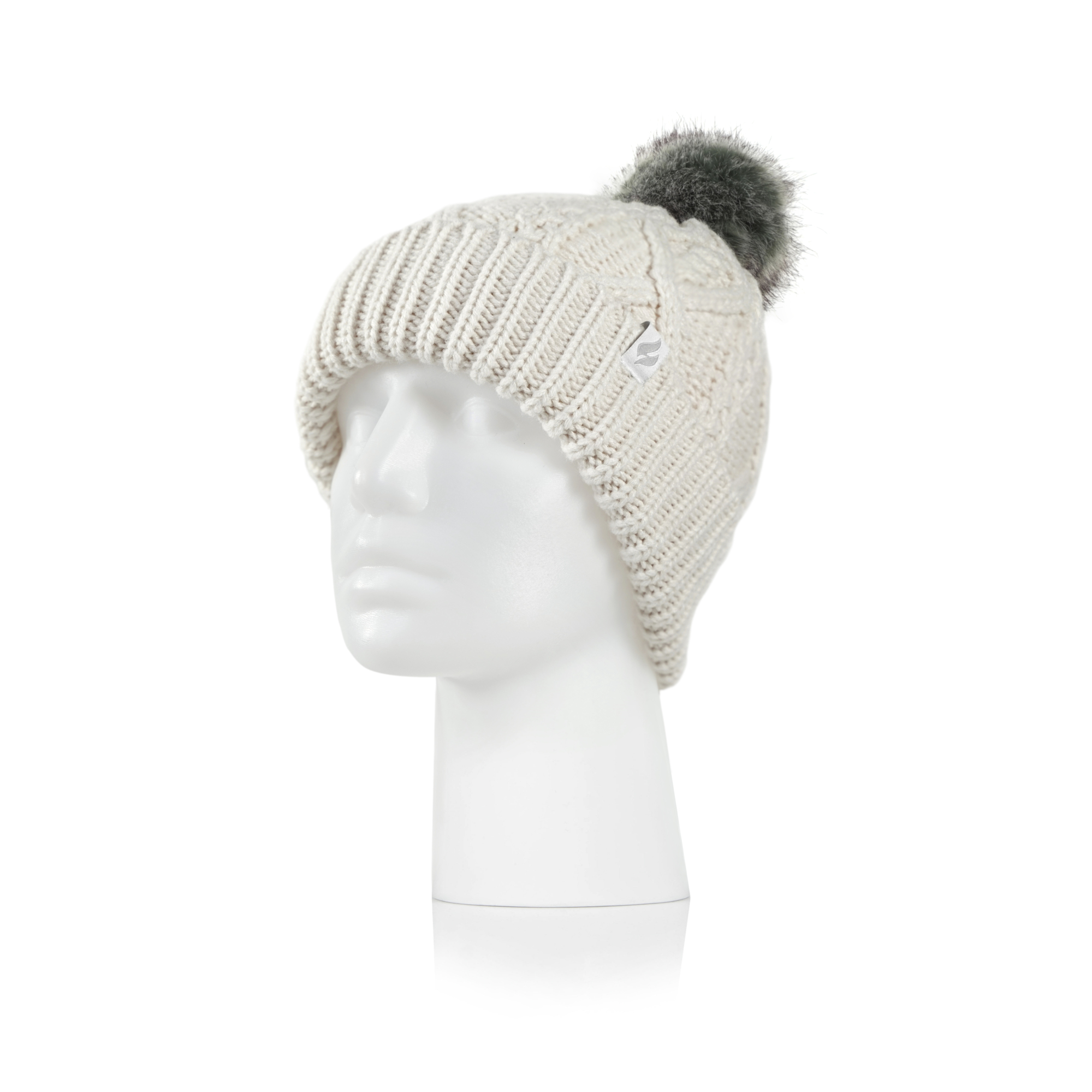 Heat Holders Women's Brina Cable Rollup Hat Pom BtrCrm One Size